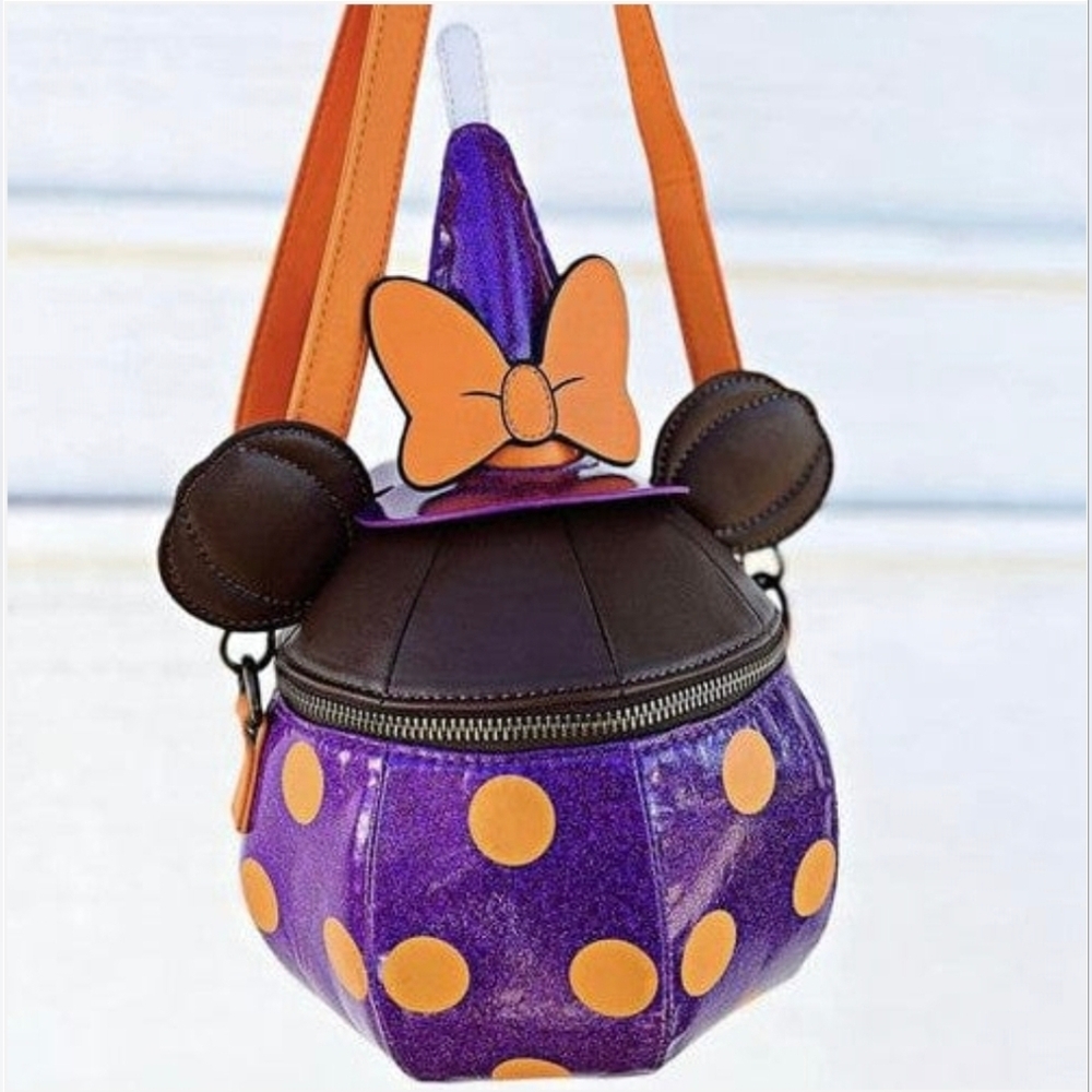 Loungefly Disney Halloween Witch Minnie Mouse Apple Crossbody Bag